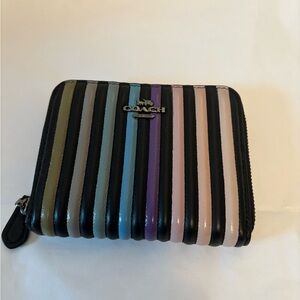 Coach Multicolor ombré quilted Striped Zip Wallet rainbow.